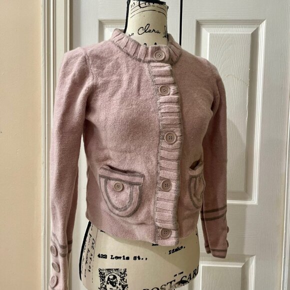 MARC JACOBS 100% WOOL KNITTED SWEATER PINK/ GRAY KIDS SIZE 10-12 - Picture 3 of 12